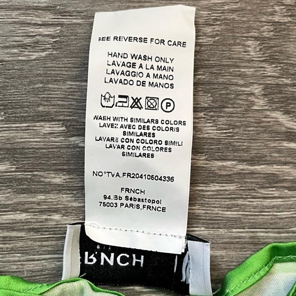 FRNCH Paris Green Blue Square Scarf Sleeveless Print Summer Shirt One Size - Picture 3 of 8